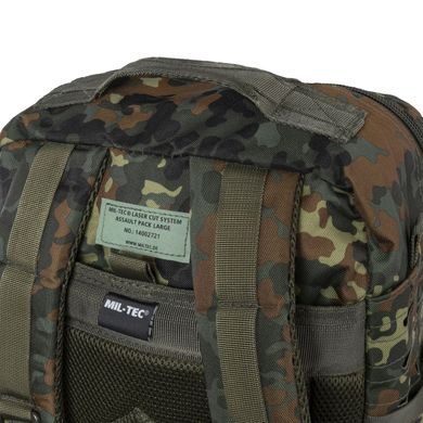 Тактичний рюкзак місткістю 36 л. Mil-Tec Large Assault Pack Laser Cut колір Flecktarn, OFS-MT-14002721, Комуфляж, Комуфляж